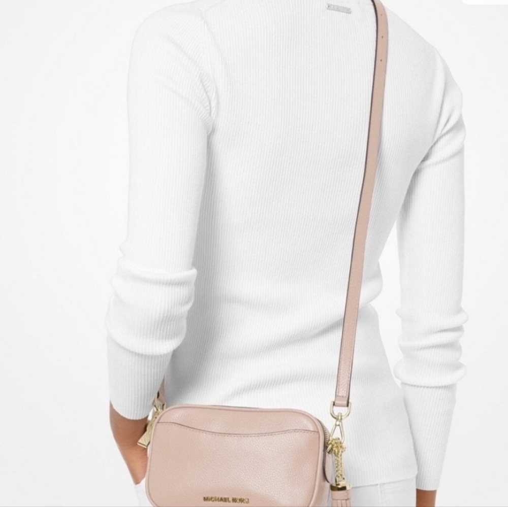 Michael Kors Jet Set Small Pebbled Leather Convertible Crossbody Belt Bag Soft P - Picture 2 of 11